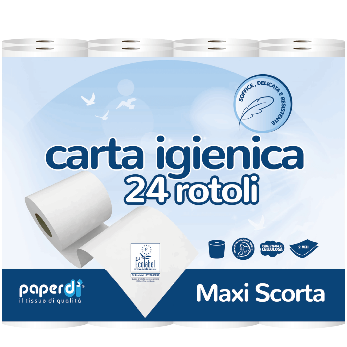Rotolino carta igienica. Conf. da 24 rotoli x 4 conf. (96 rotoli) - immagine 1
